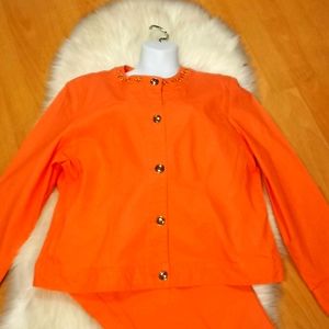 Hearts of Palm Coral Denim Beaded Jacket- Size 14